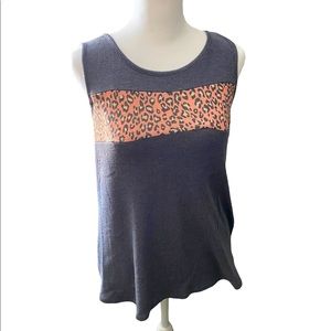 twenty second Gray and Pink Leopard Print Waffle Textured Tank Top
